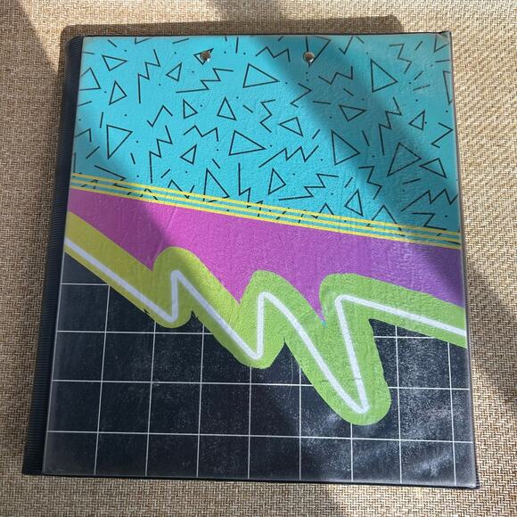 Mead Trapper Keeper Binder Retro Geometric Design 2000s with Folders - Picture 6 of 14